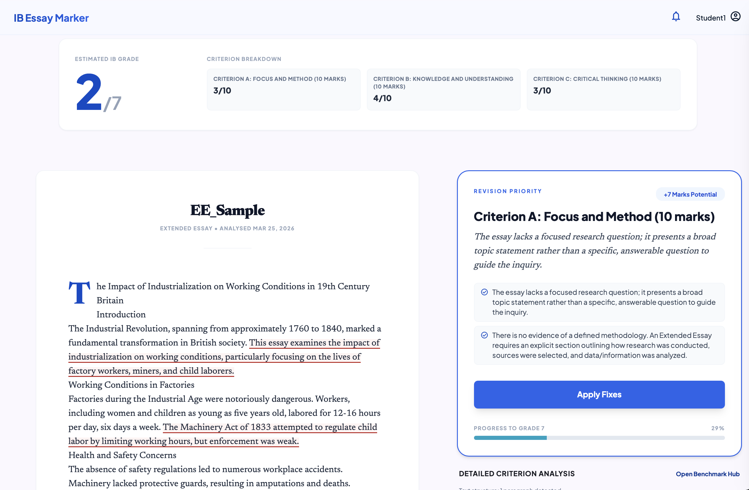 AI analysis in progress with rubric-grounded feedback generation